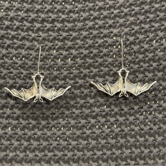 None Jewelry - Silver Bat Earrings